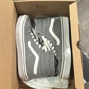 Gray and White High-Top Sneakers vans